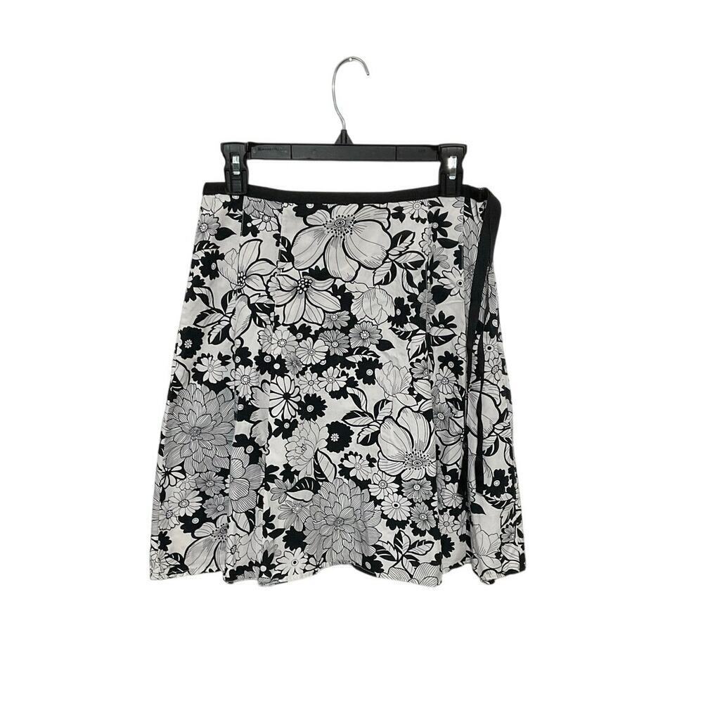 VTG 90s Massini Floral Cotton Pleated Skirt Size 8 Medium High Waisted Ribbon - Picture 1 of 5